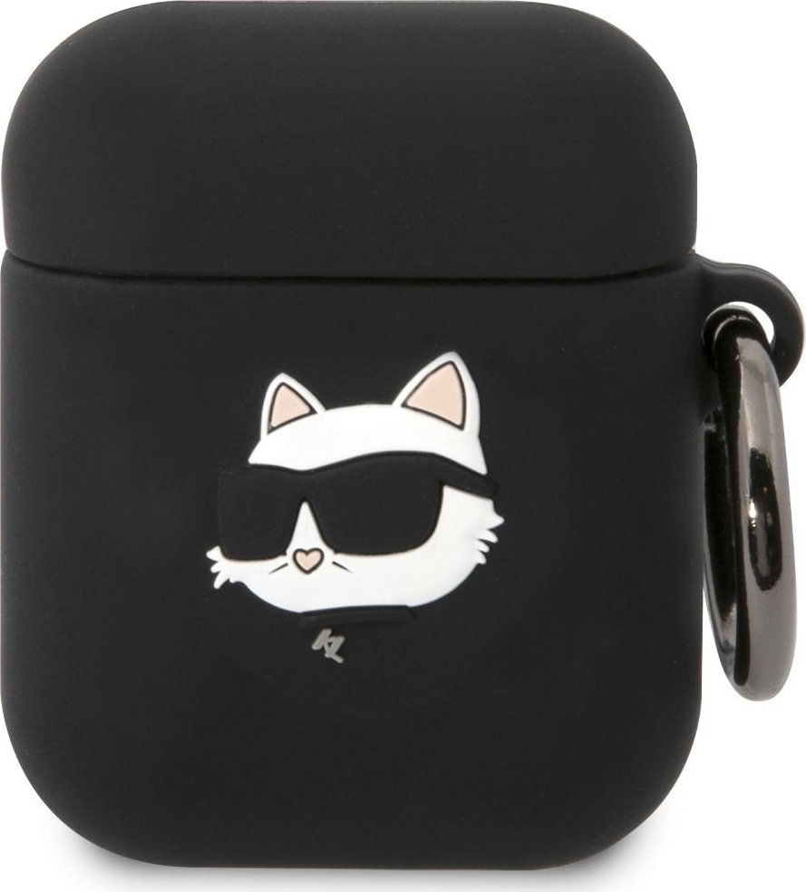 Karl Lagerfeld 3D Logo NFT Choupette Head Silikonové Pouzdro pro Airpods 1/2 Black