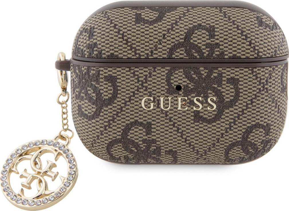 Guess 4G Script PC/PU Charm Pouzdro pro AirPods Pro 2 Brown