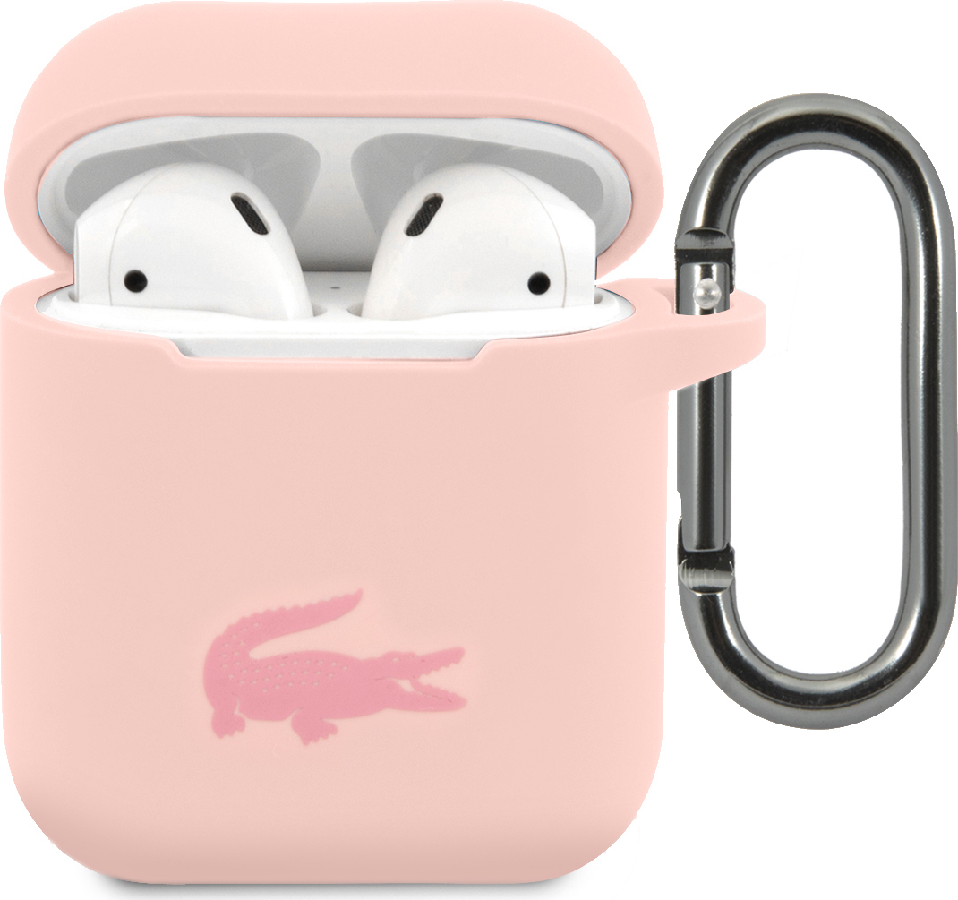 Lacoste Liquid Silicone Glossy Printing Logo Pouzdro pro Airpods 1/2 Pink