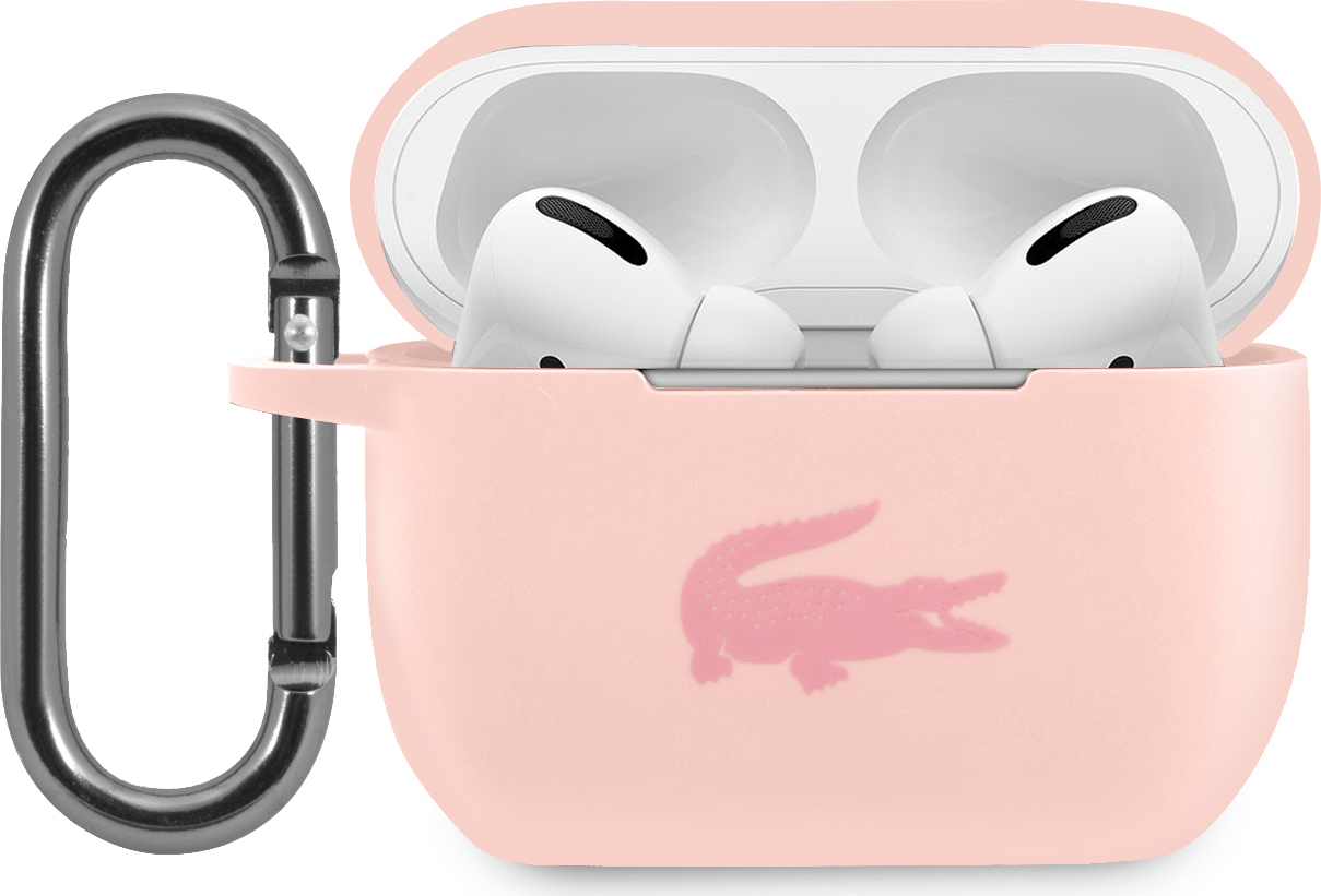 Lacoste Liquid Silicone Glossy Printing Logo Pouzdro pro Airpods Pro Pink