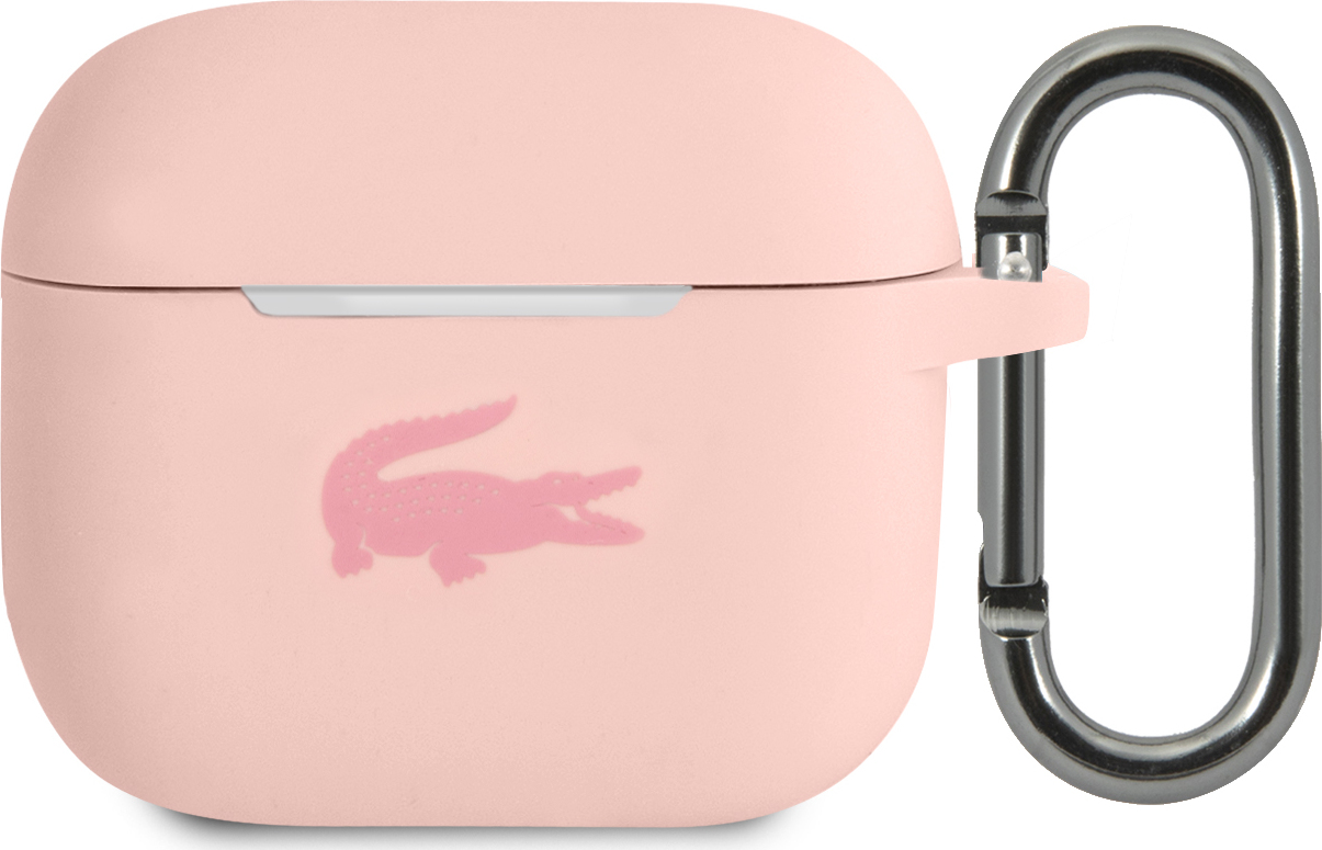 Lacoste Liquid Silicone Glossy Printing Logo Pouzdro pro Airpods 3 Pink