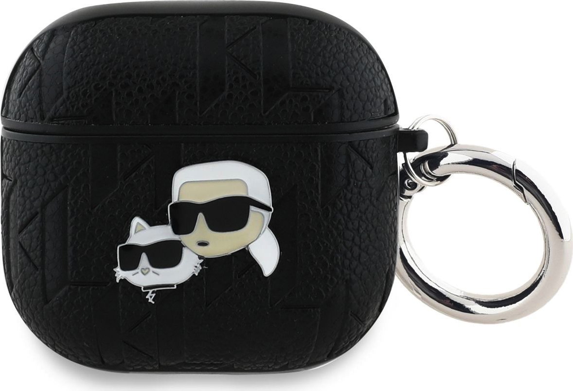 Karl Lagerfeld PU Embossed Karl and Choupette Heads Pouzdro pro AirPods 4 Black