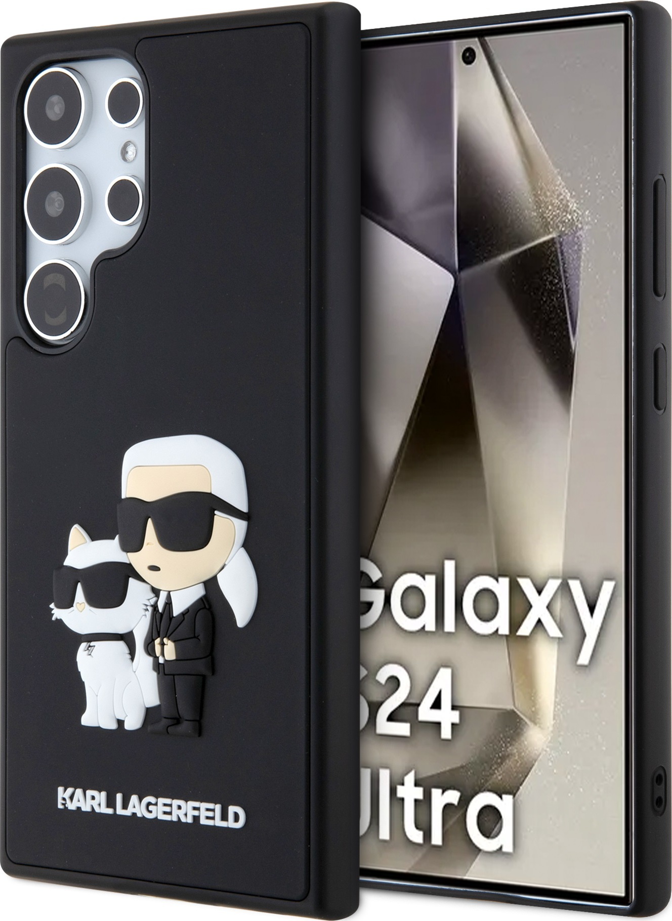 Karl Lagerfeld 3D Rubber Karl and Choupette Zadní Kryt pro Samsung Galaxy S24 Ultra Black