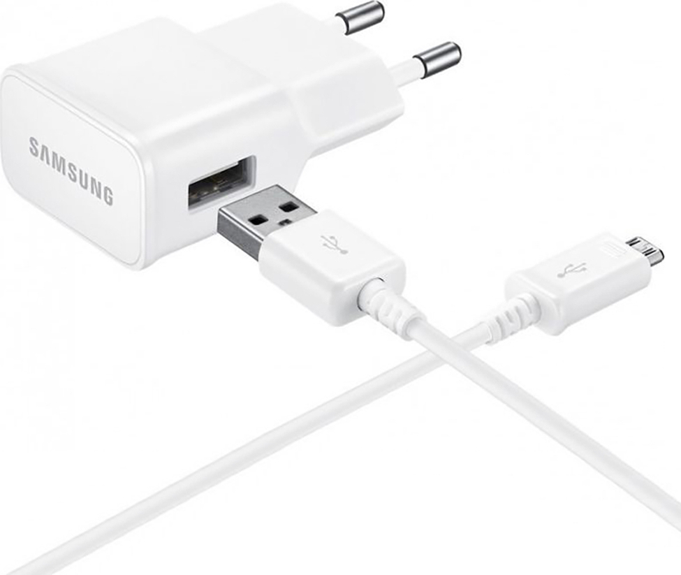 EP-TA50EWE + ECB-DU4AWE Samsung 8W Cestovní nabíječka + microUSB Datový Kabel White (OOB Bulk)
