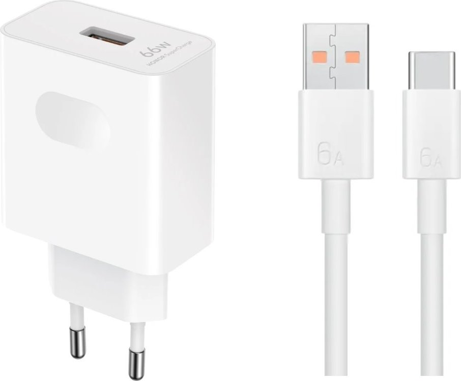 HN-110600E00 Honor Original Cestovní nabíječka 66W + USB-C Datový Kabel White