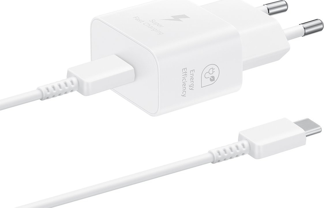 EP-T2510EWE + EP-DN980BWE Samsung USB-C 25W Cestovní nabíječka + USB-C Datový Kabel White (OOB Bulk)
