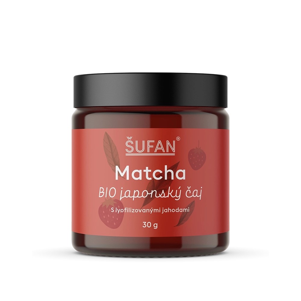 Šufan BIO japonský čaj Matcha s lyofilizovanými jahodami 30g