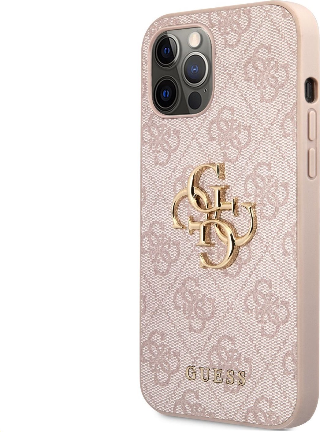 Guess PU 4G Metal Logo Zadní Kryt pro iPhone 12/12 Pro Pink