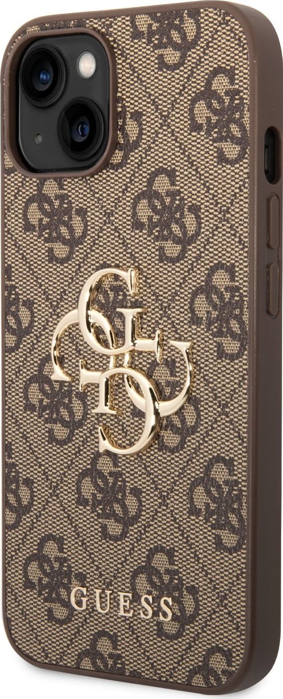 Guess PU 4G Metal Logo Zadní Kryt pro iPhone 14 Brown