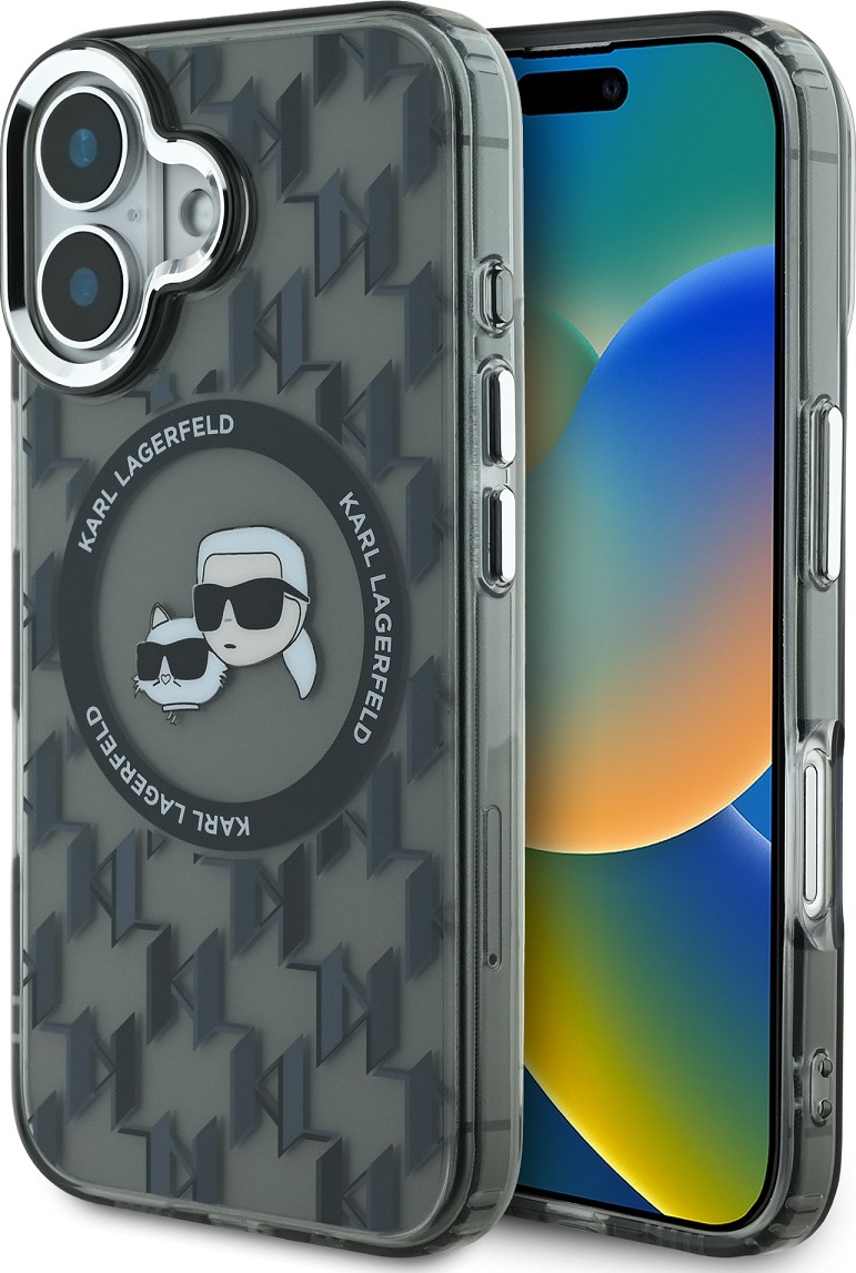 Karl Lagerfeld IML Monogram K&CH Heads MagSafe Zadní Kryt pro iPhone 16 Black
