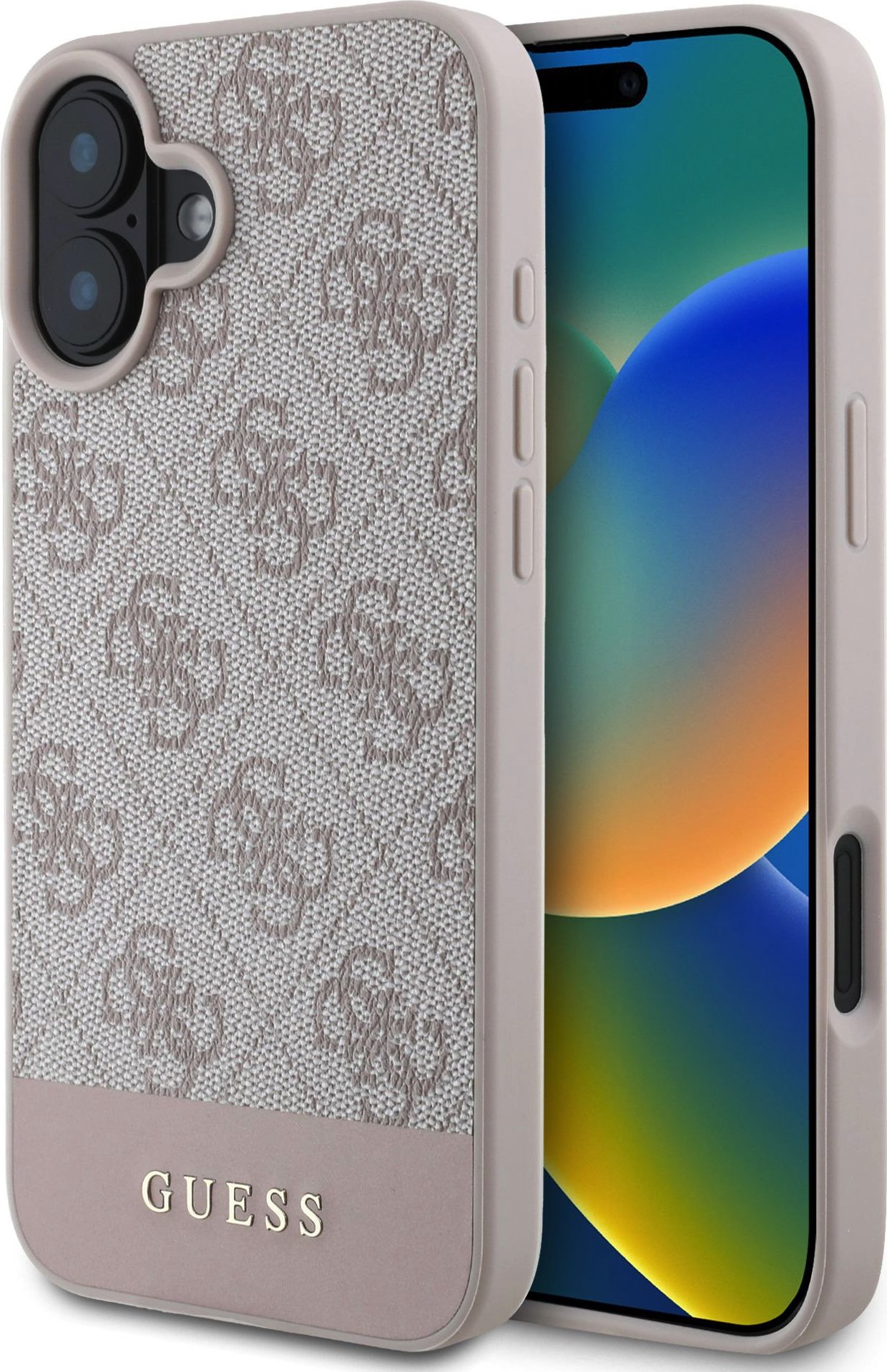 Guess PU 4G Stripe Zadní Kryt pro iPhone 16 Pink