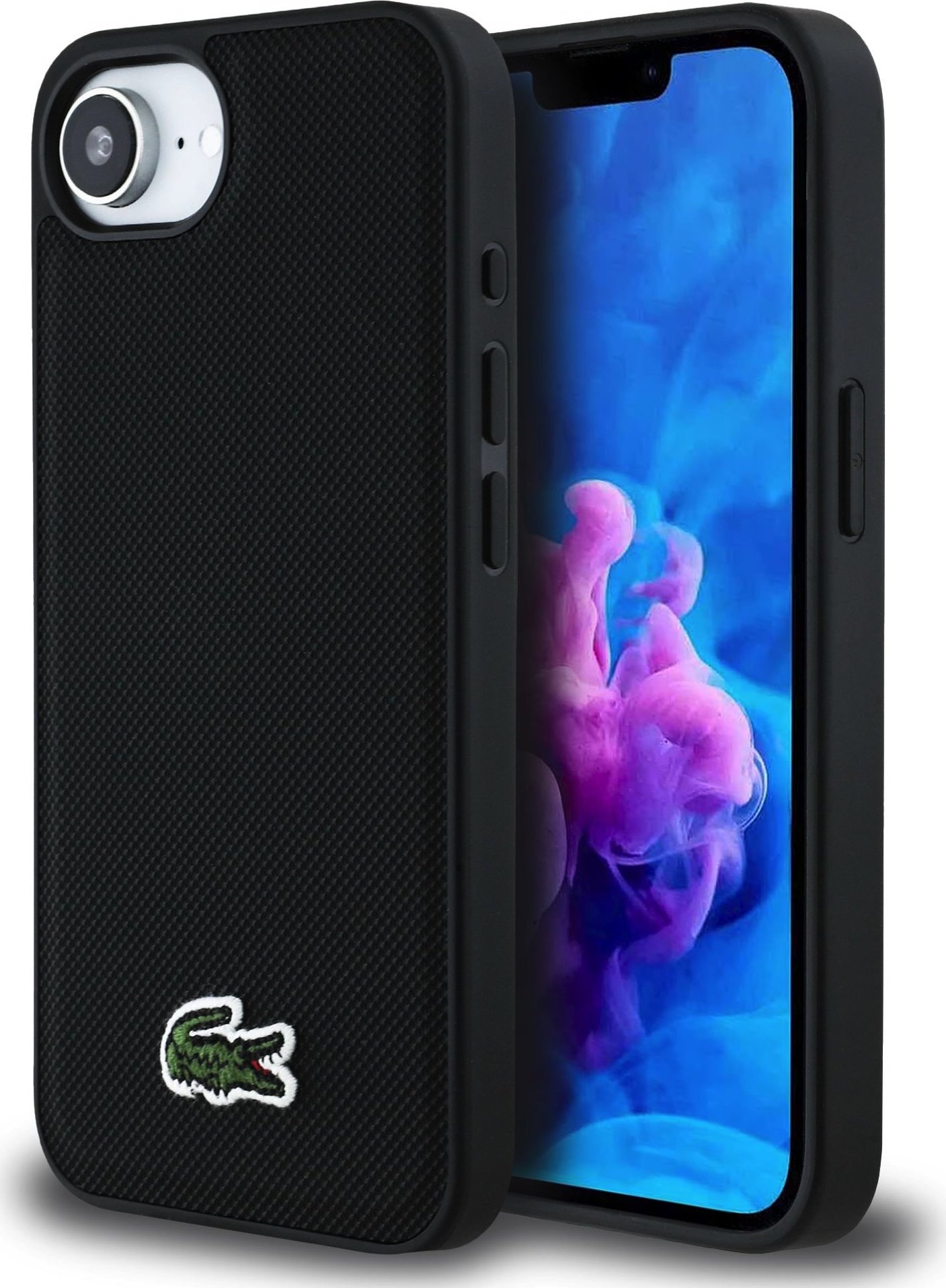 Lacoste Iconic Petit Pique Woven Logo MagSafe Zadní Kryt pro iPhone 16e Black