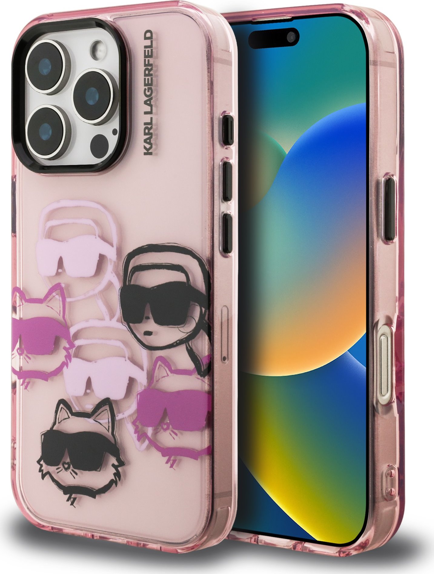 Karl Lagerfeld IML Multi K&CH Heads Zadní Kryt pro iPhone 16 Pro Pink