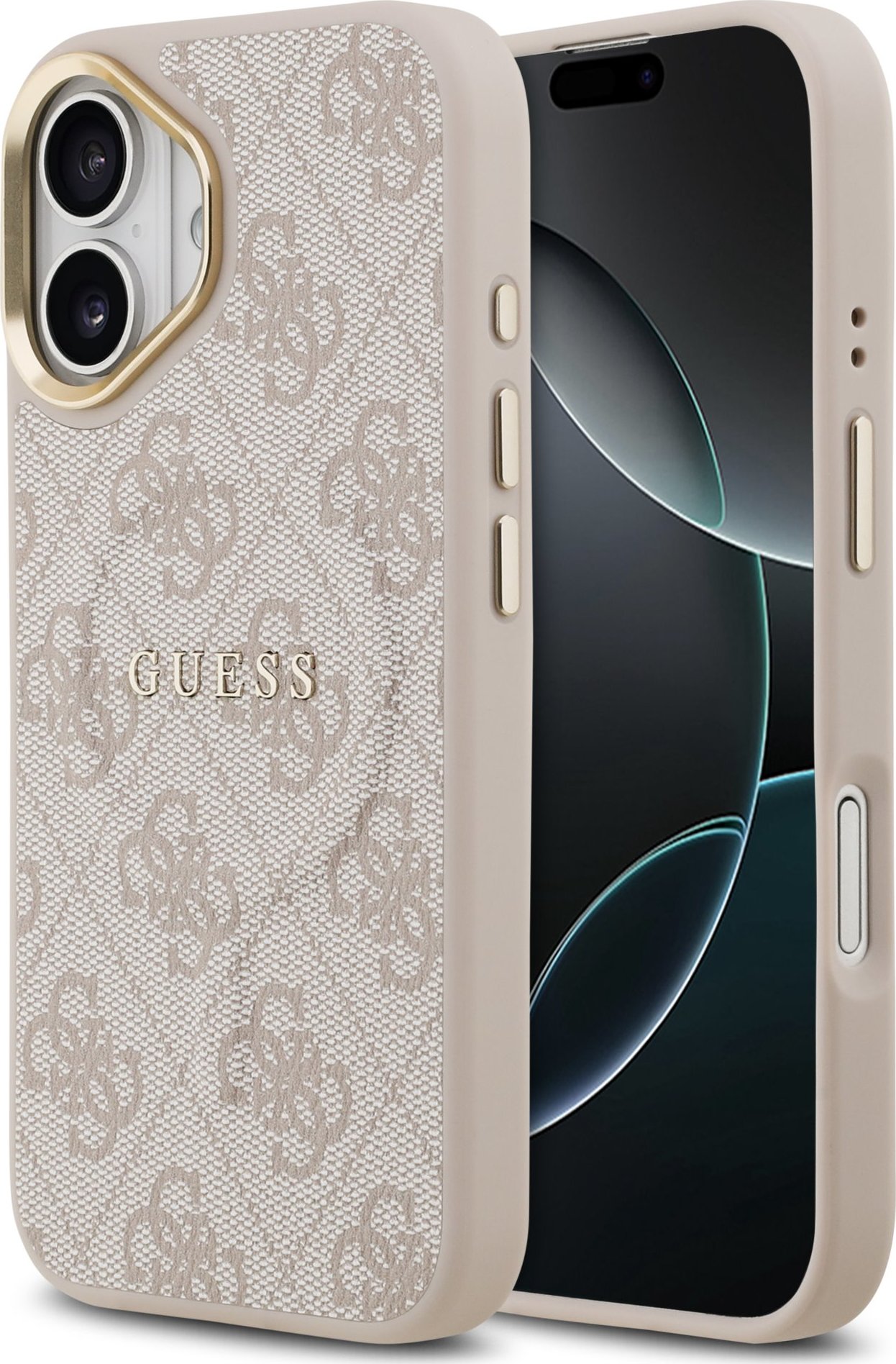 Guess PU Leather 4G Gold Frame MagSafe Zadní Kryt pro iPhone 17 Pink