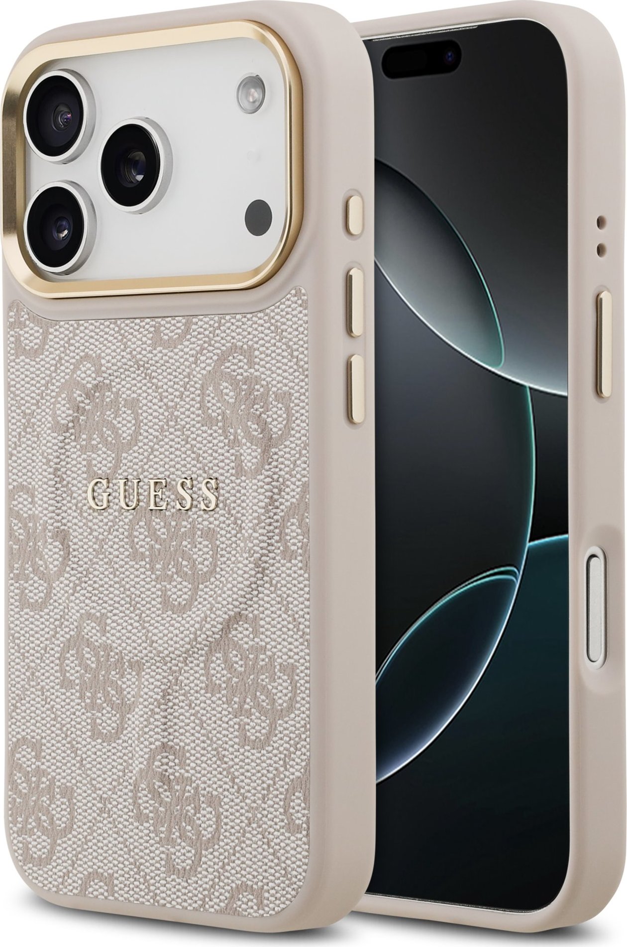 Guess PU Leather 4G Gold Frame MagSafe Zadní Kryt pro iPhone 17 Pro Pink