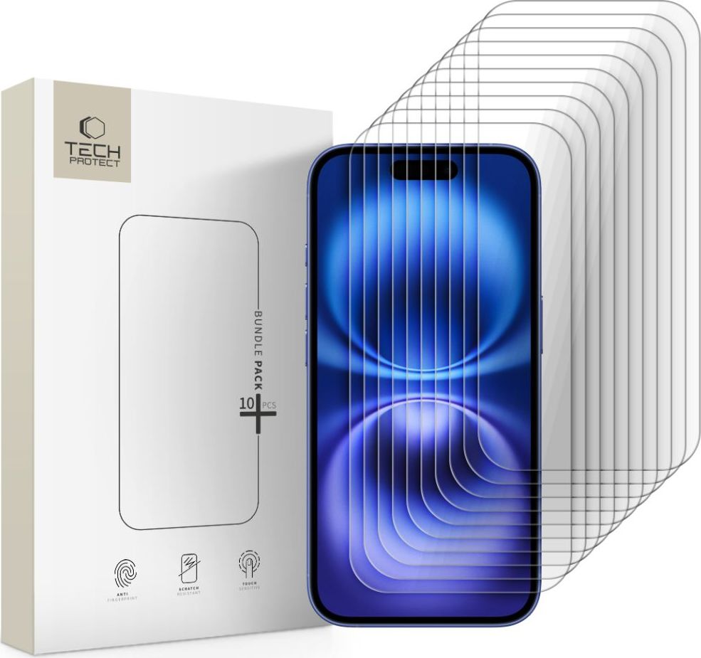 Tvrzené sklo TECH-PROTECT BUNDLE 10-PACK IPHONE 15 / 15 PRO / 16 CLEAR