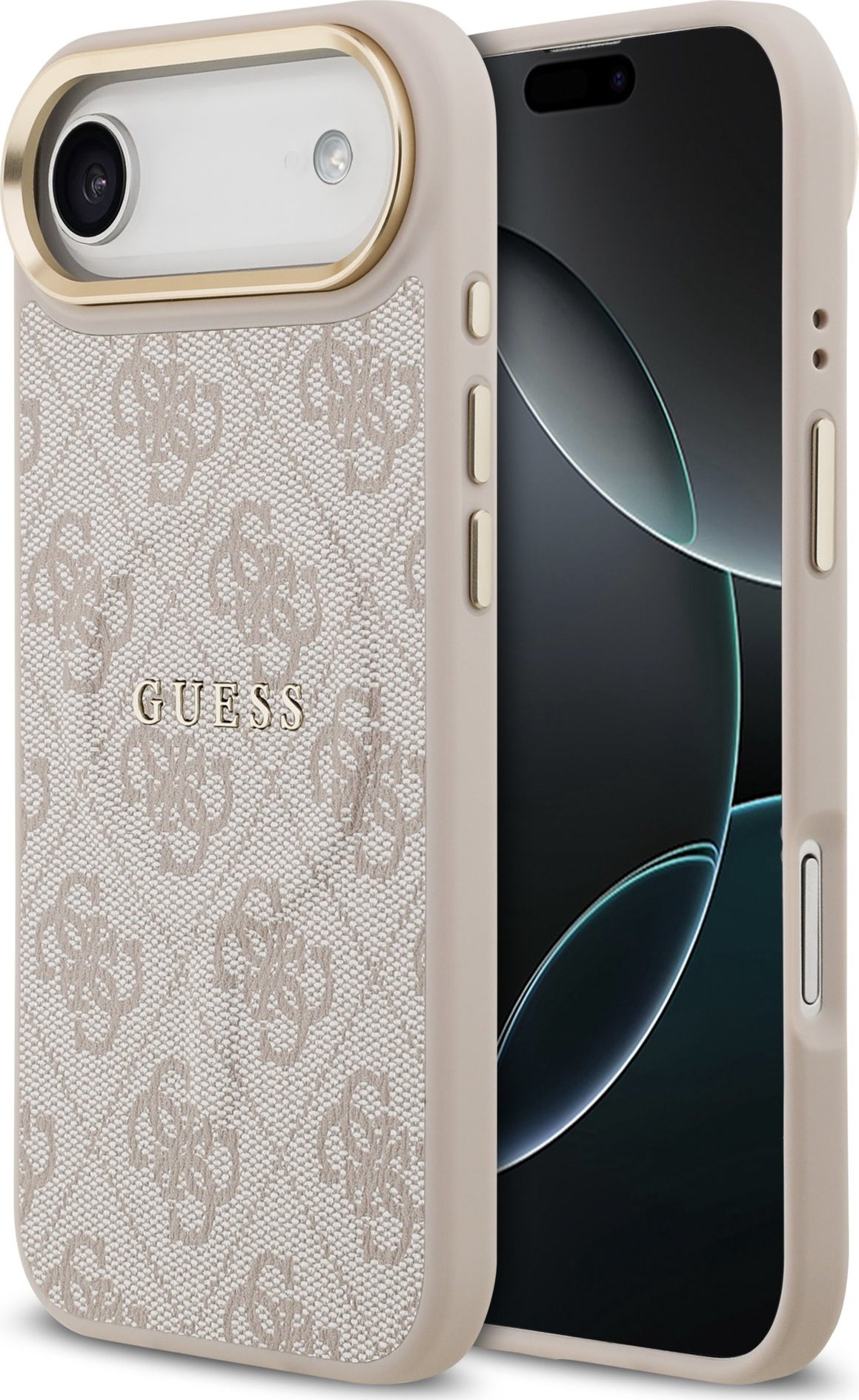 Guess PU Leather 4G Gold Frame MagSafe Zadní Kryt pro iPhone Air Pink