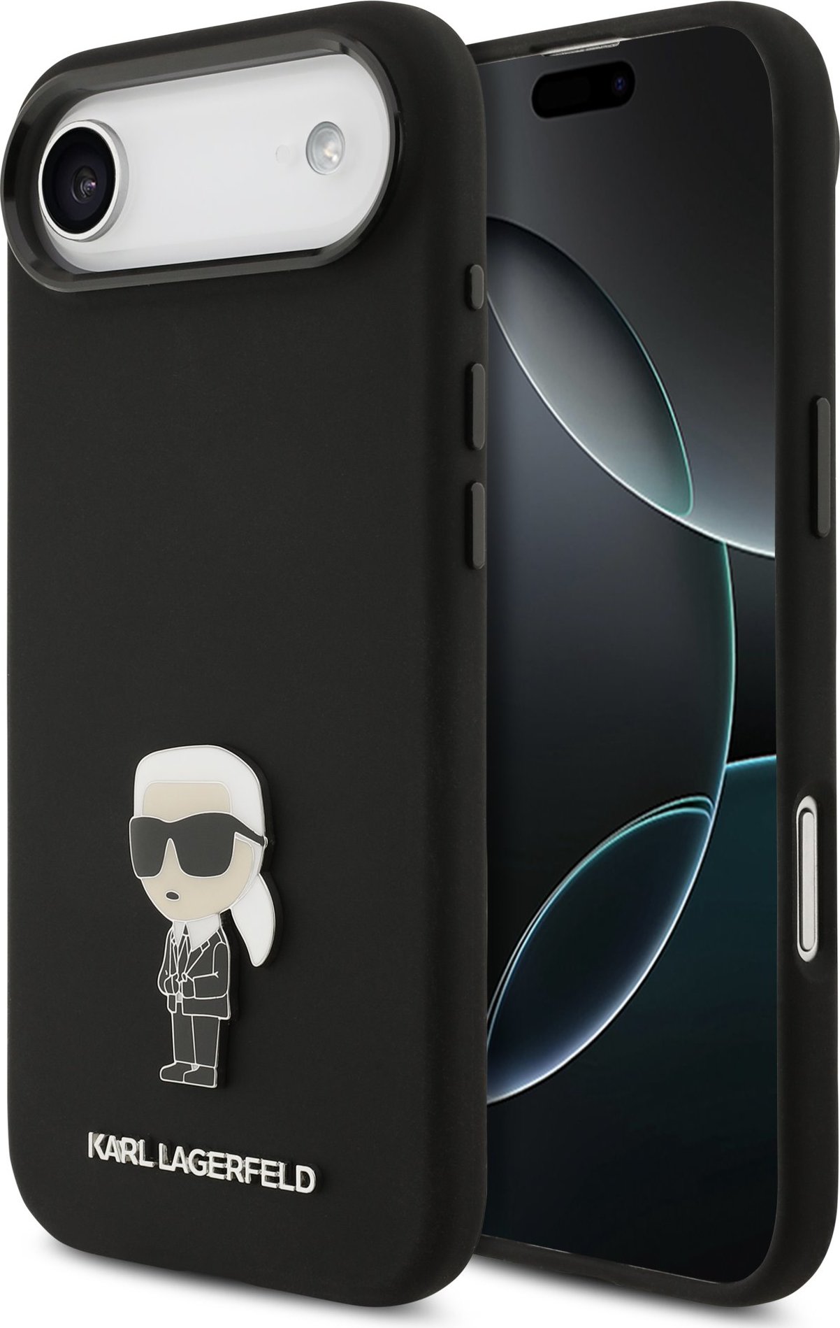 Karl Lagerfeld Liquid Silicone Metal Ikonik Zadní Kryt pro iPhone Air Black