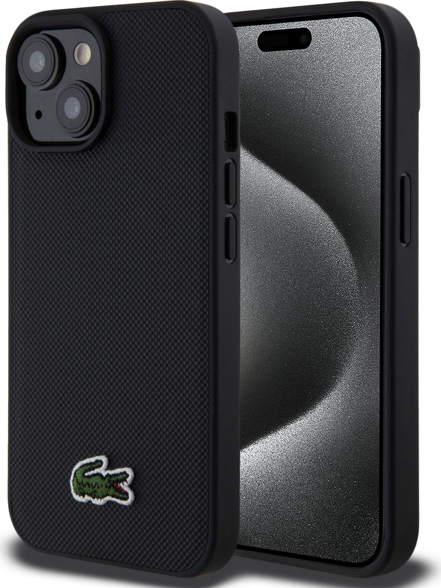 Lacoste Iconic Petit Pique Woven Logo Magsafe Zadní Kryt pro iPhone 15 Black