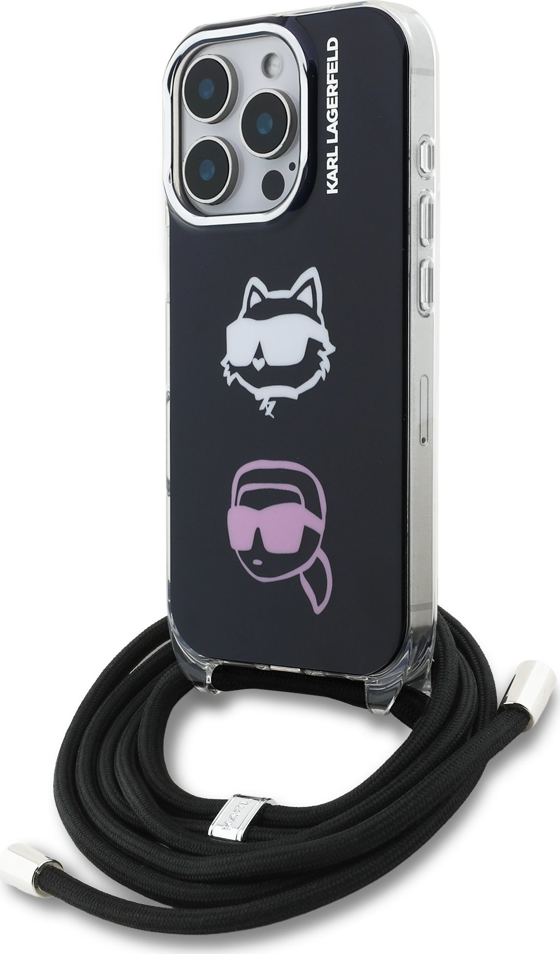 Karl Lagerfeld IML Crossbody K&CH Heads Zadní Kryt pro iPhone 16 Pro Black