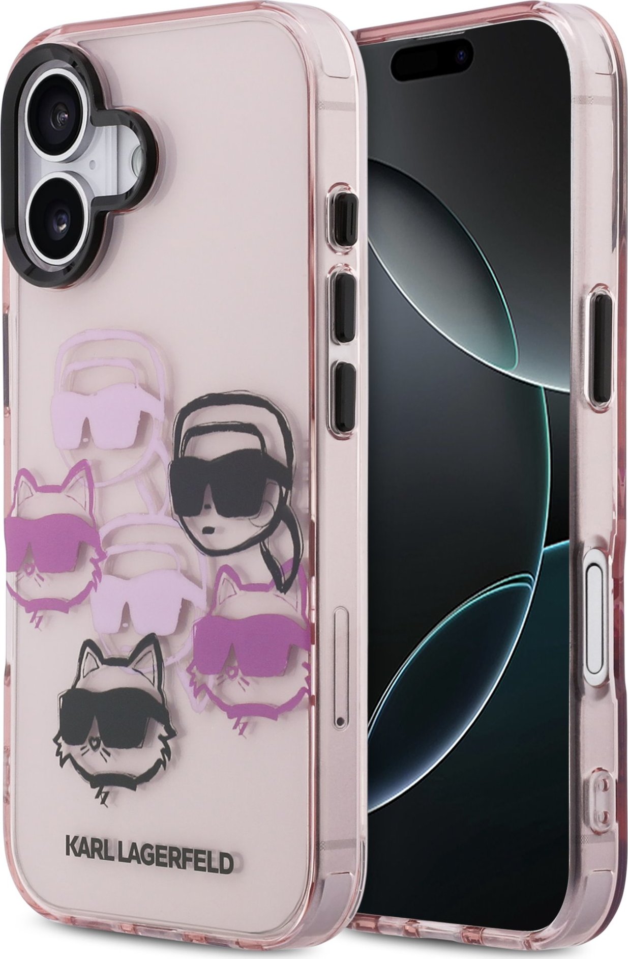 Karl Lagerfeld IML Multi K&CH Heads Zadní Kryt pro iPhone 17 Pink