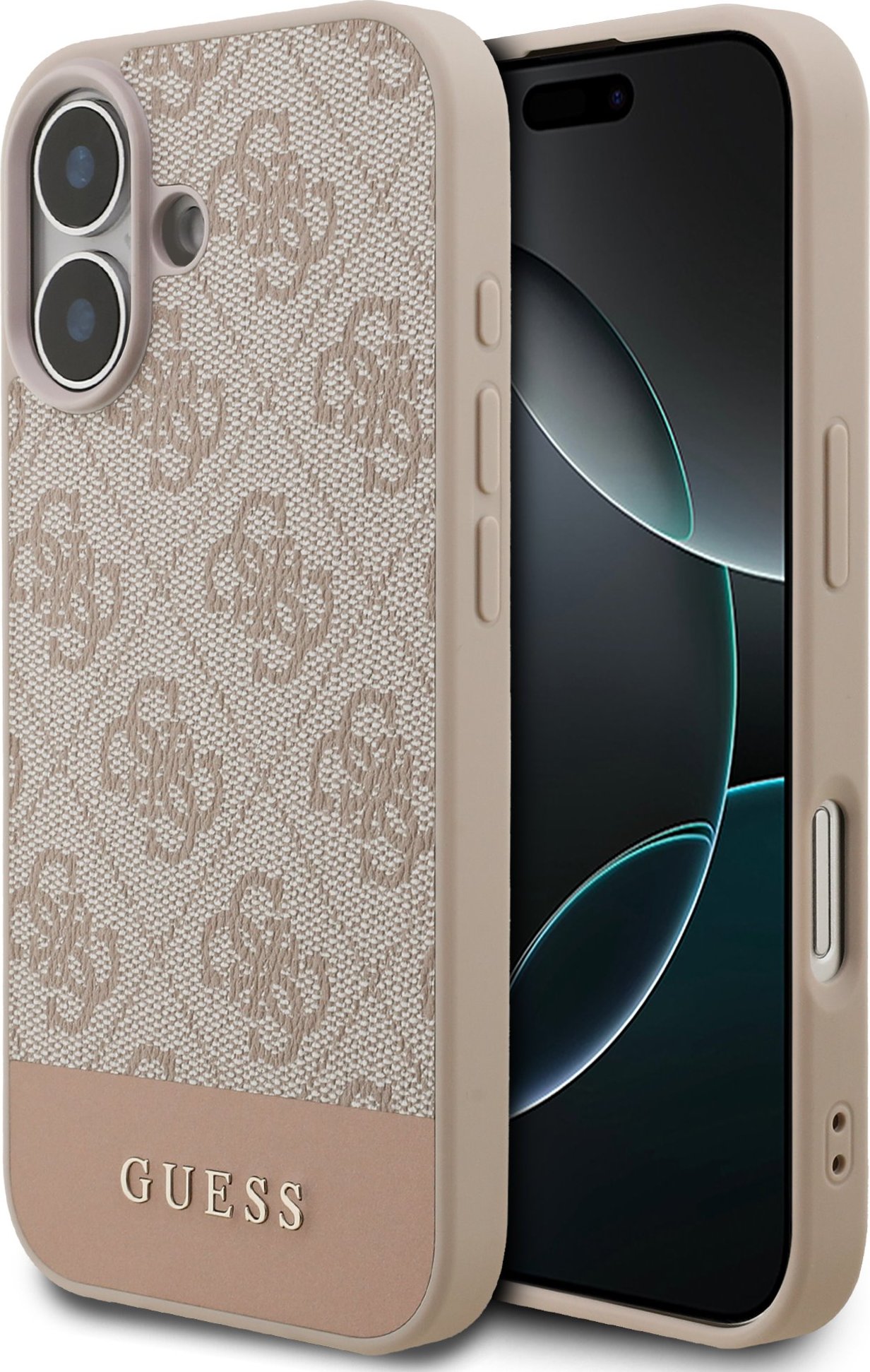 Guess PU 4G Stripe Zadní Kryt pro iPhone 17 Pink