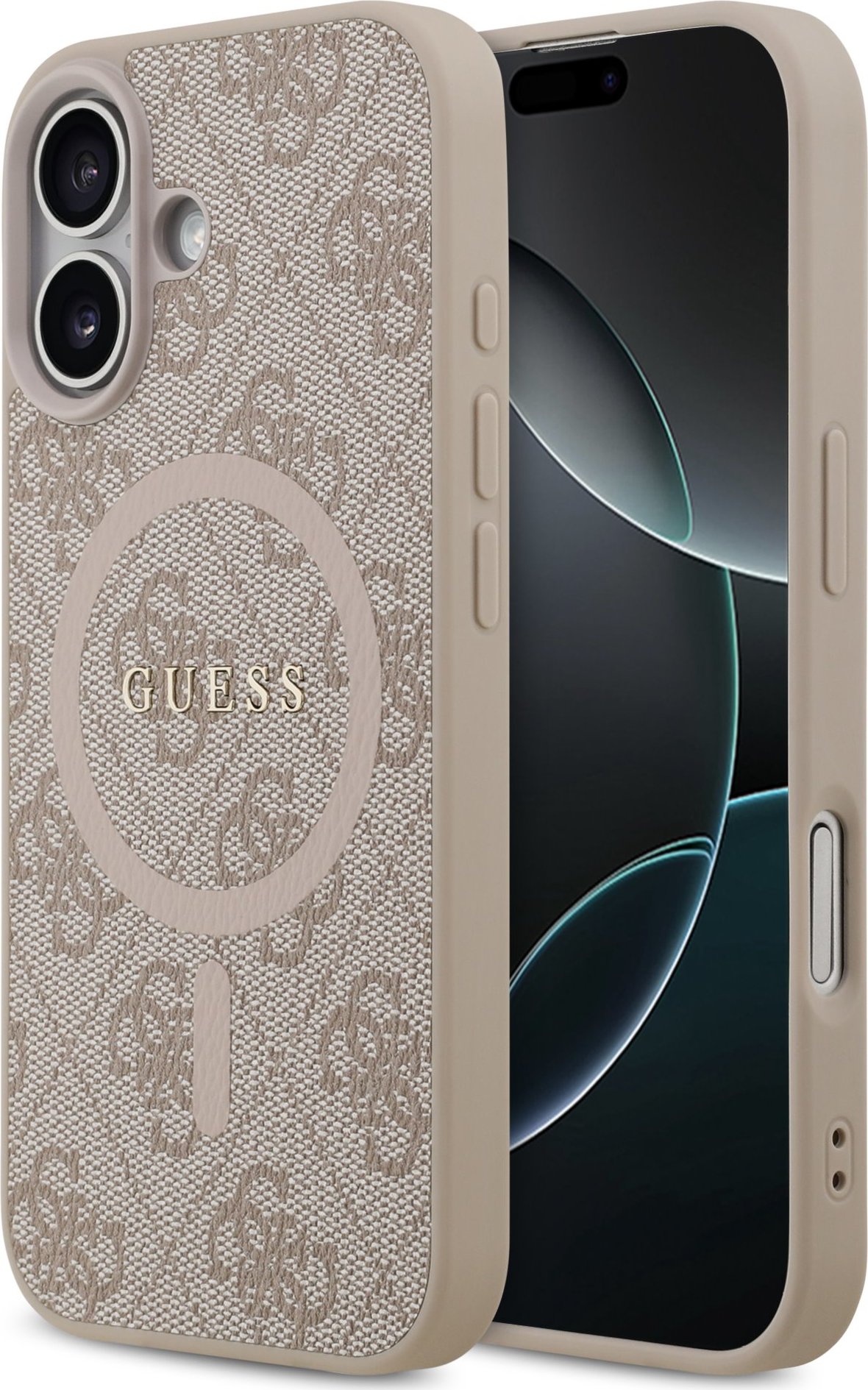 Guess PU Leather 4G Colored Ring MagSafe Zadní Kryt pro iPhone 17 Pink