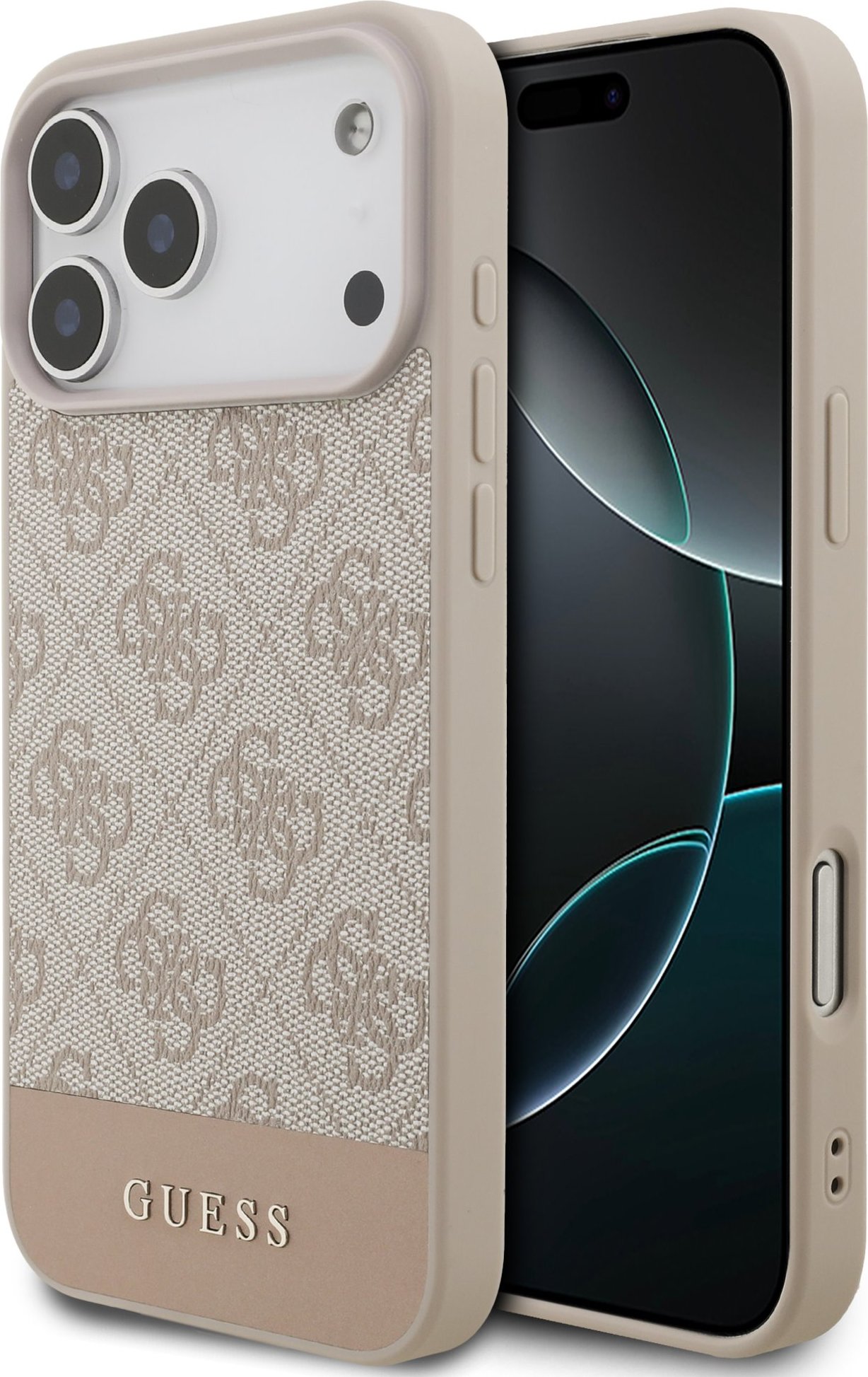 Guess PU 4G Stripe Zadní Kryt pro iPhone 17 Pro Max Pink