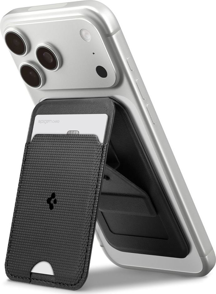 SPIGEN S314-3 SLIM FOLD TRIPOD MAGSAFE UNIVERSAL MAGNETIC CARD HOLDER BLACK