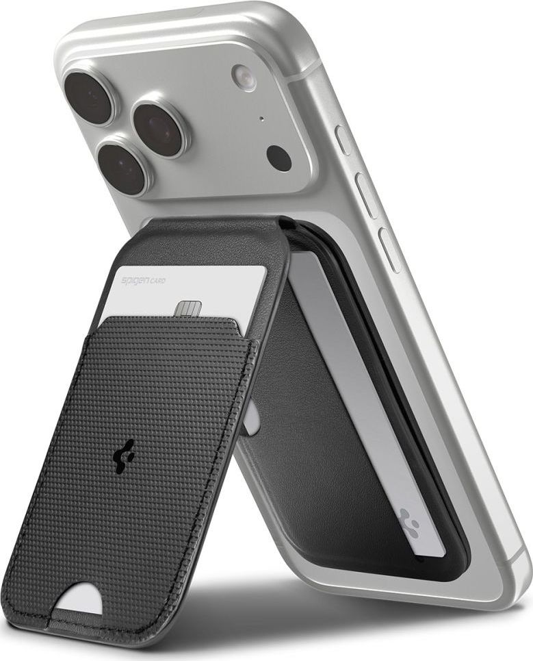 SPIGEN S314-2 SLIM FOLD TRIPOD MAGSAFE UNIVERSAL MAGNETIC CARD HOLDER BLACK