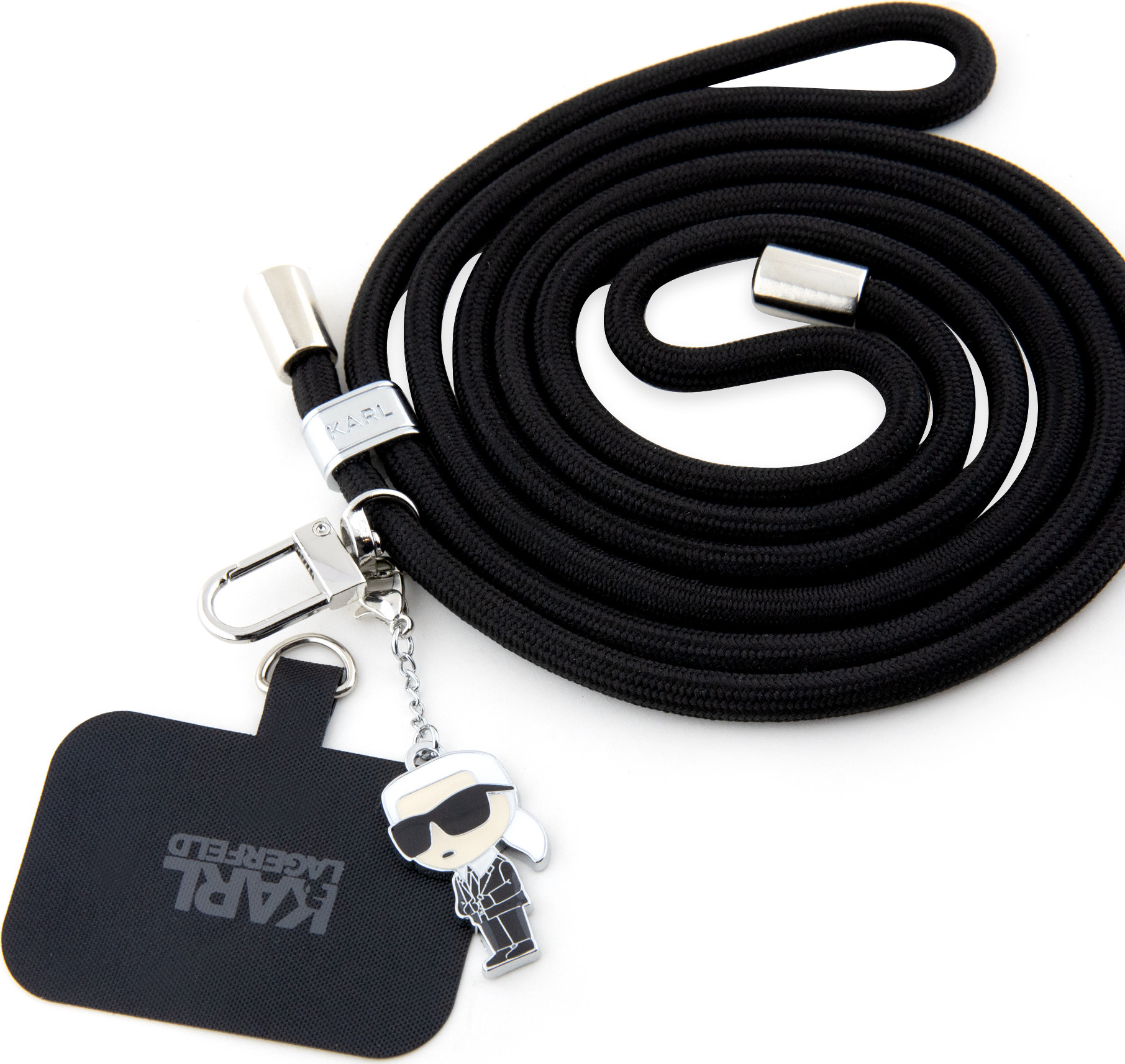 Karl Lagerfeld Universal Crossbody Popruh Cord and Ikonik Pins Black