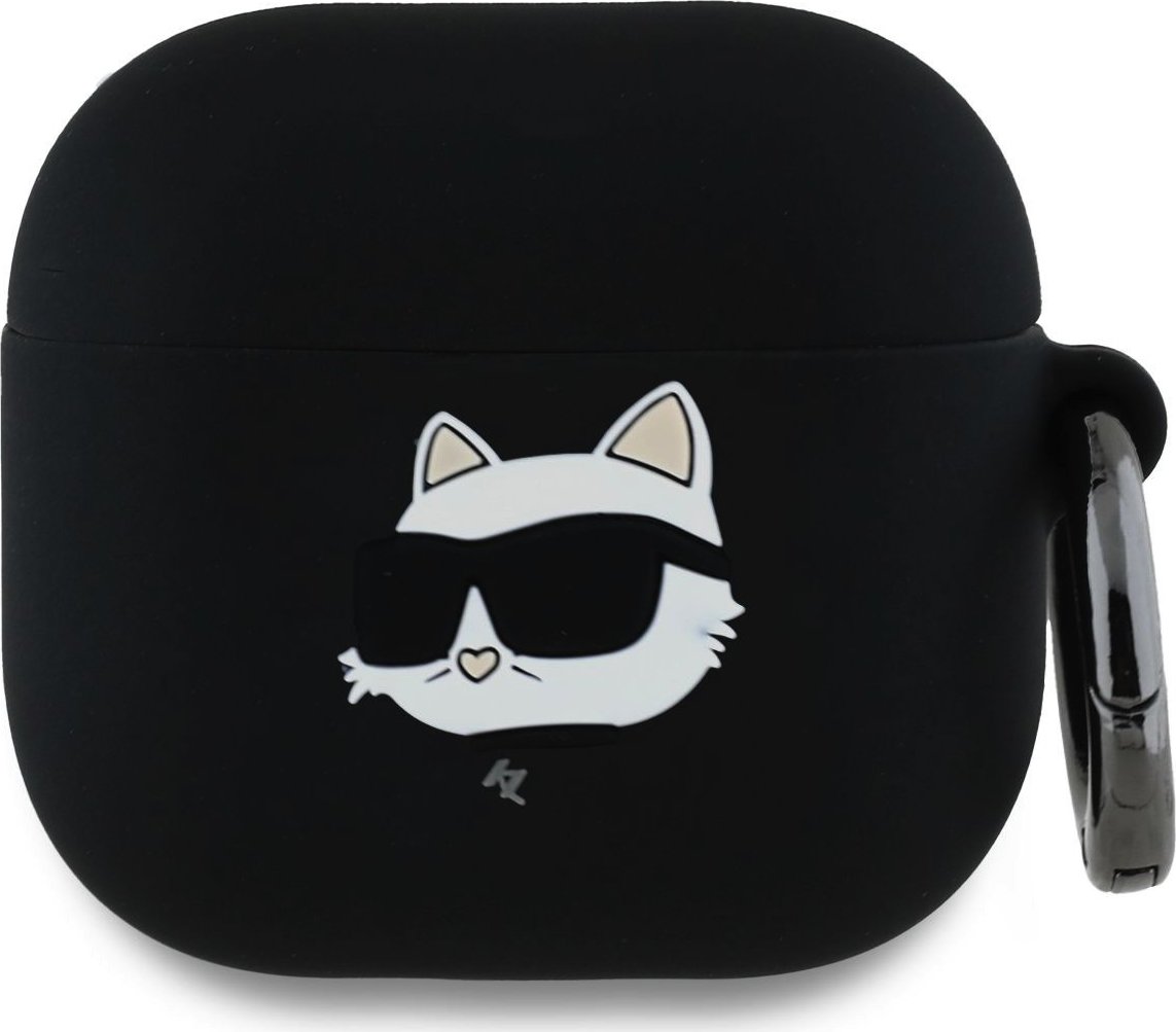 Karl Lagerfeld 3D Logo NFT Choupette Head Silikonové Pouzdro pro AirPods 4 Black