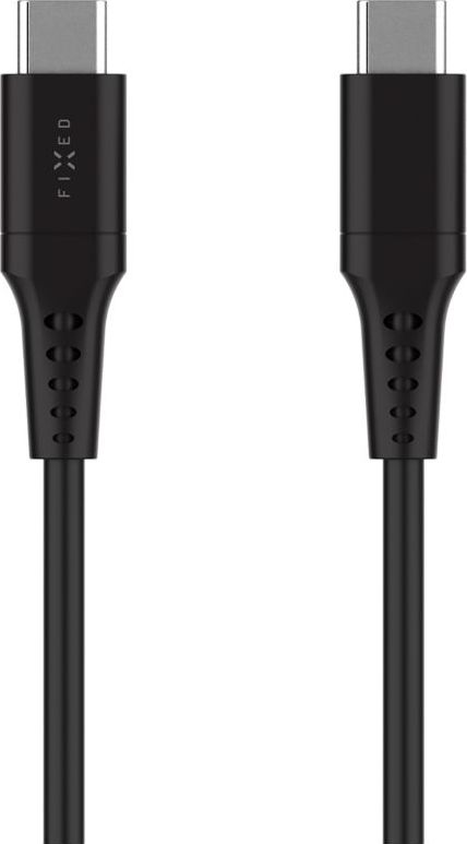 Krátký nabíjecí a datový Liquid silicone kabel FIXED s konektory USB-C/USB-C a podporou PD, 0.3m, USB 2.0, 60W, černý