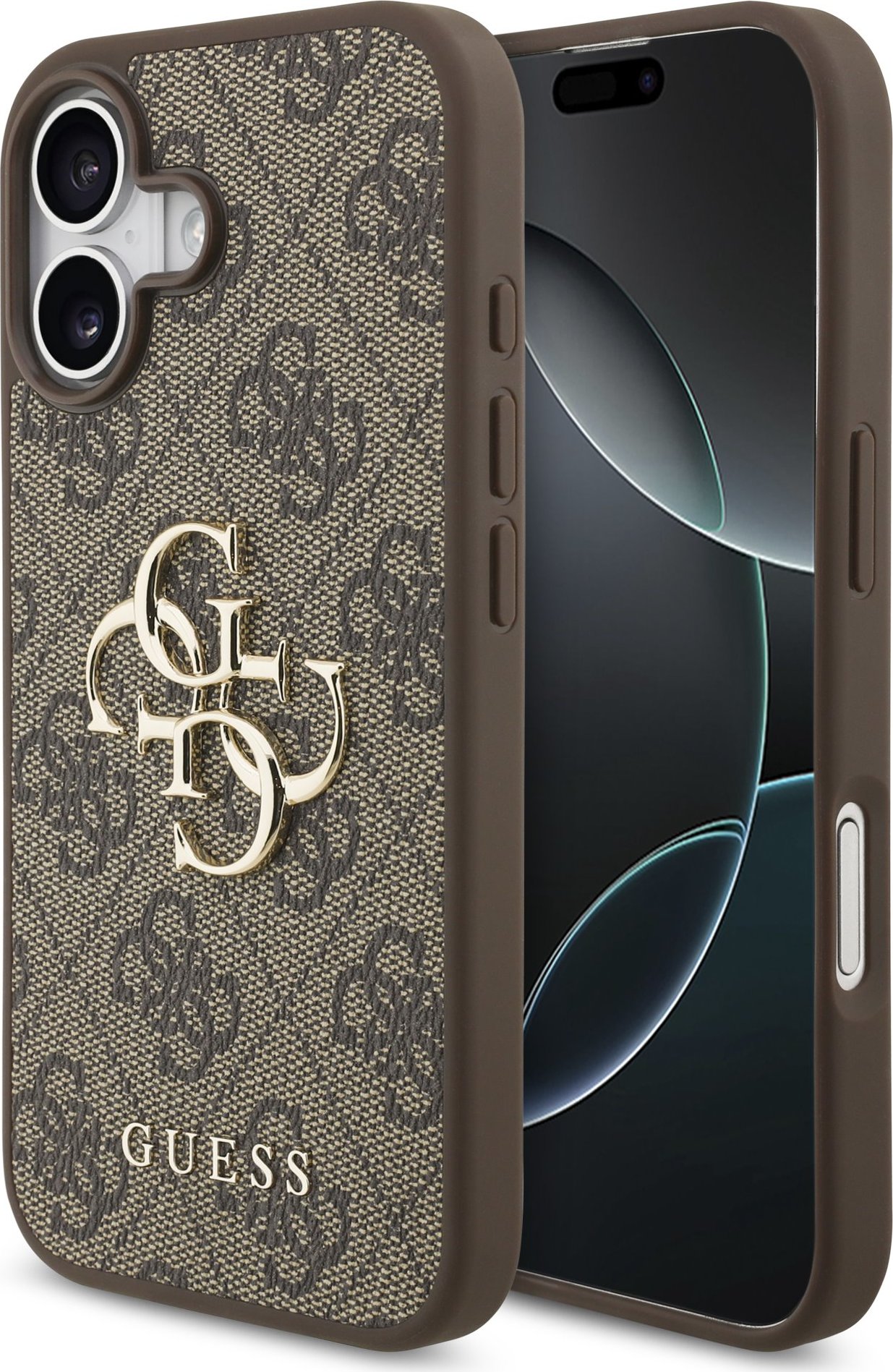 Guess PU 4G Metal Logo Zadní Kryt pro iPhone 17 Brown