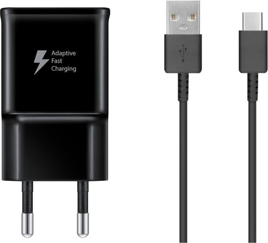 EP-TA200EBE + EP-DG970BBE Samsung 15W Cestovní nabíječka + USB-C Datový Kabel Black (OOB Bulk)