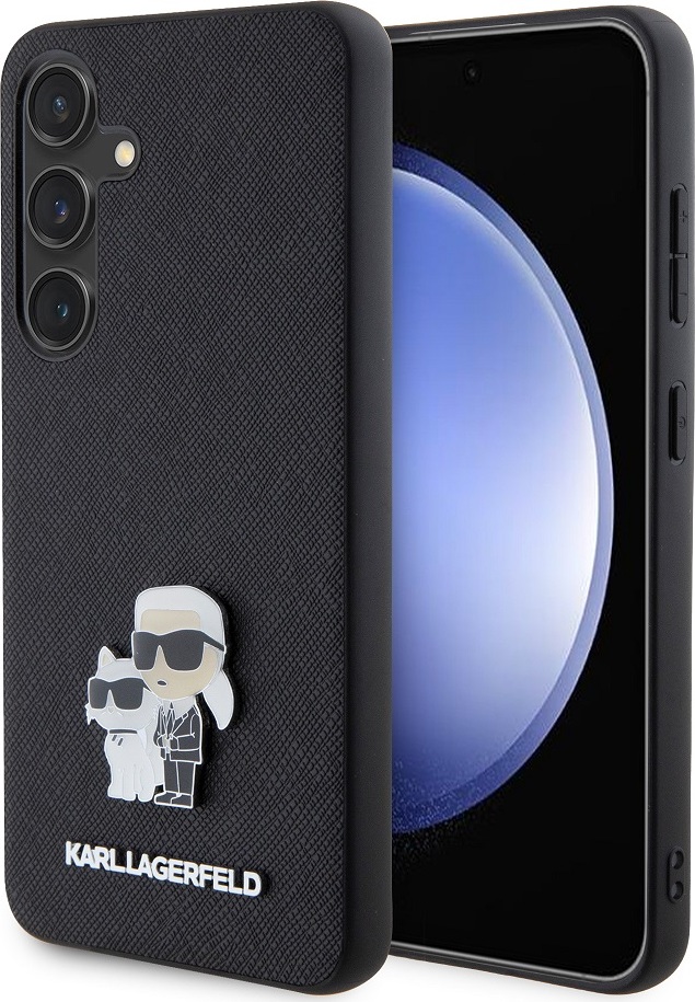 Karl Lagerfeld PU Saffiano Metal Karl and Choupette Zadní Kryt pro Samsung Galaxy S24 Black