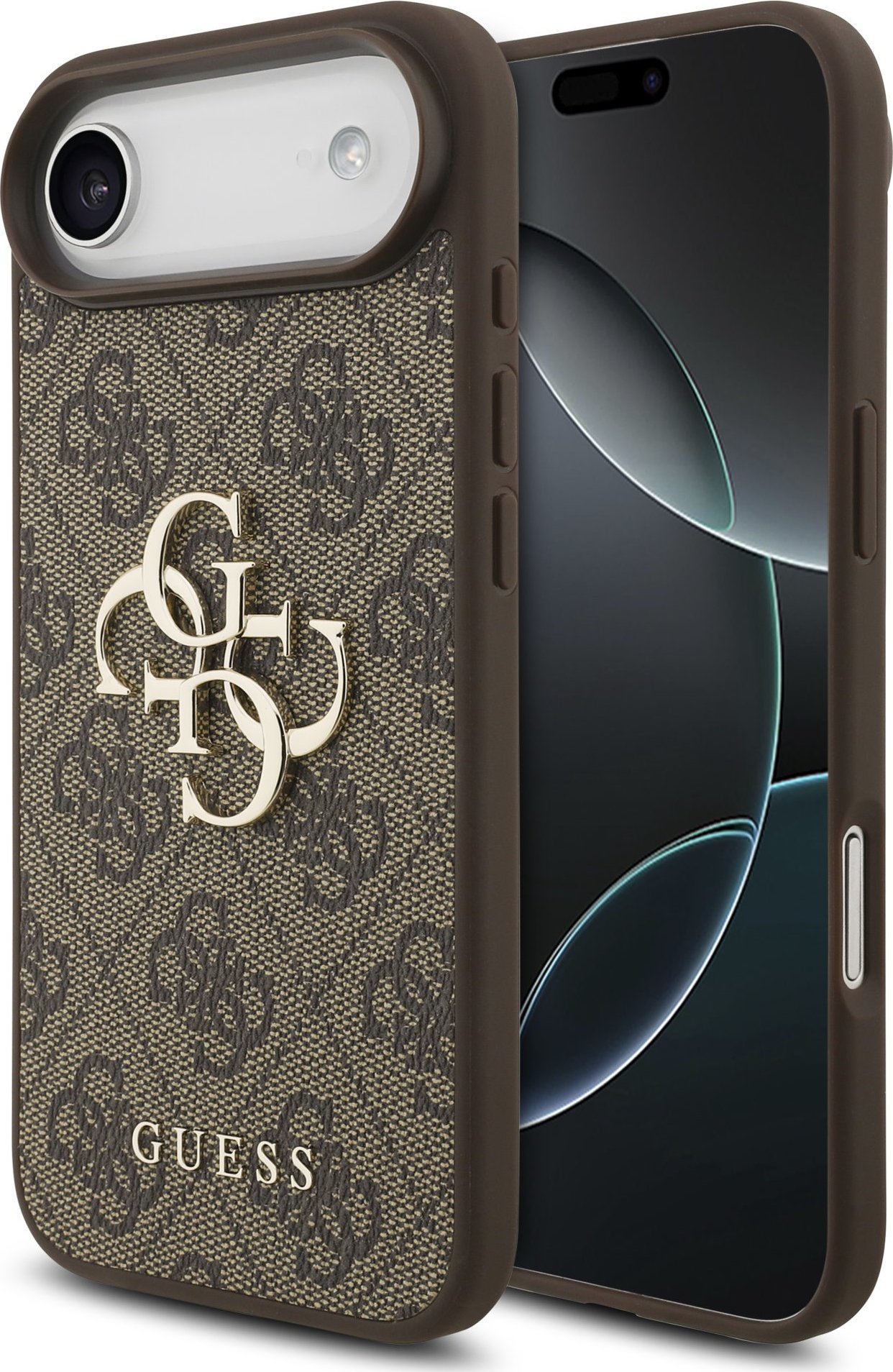 Guess PU 4G Metal Logo Zadní Kryt pro iPhone Air Brown