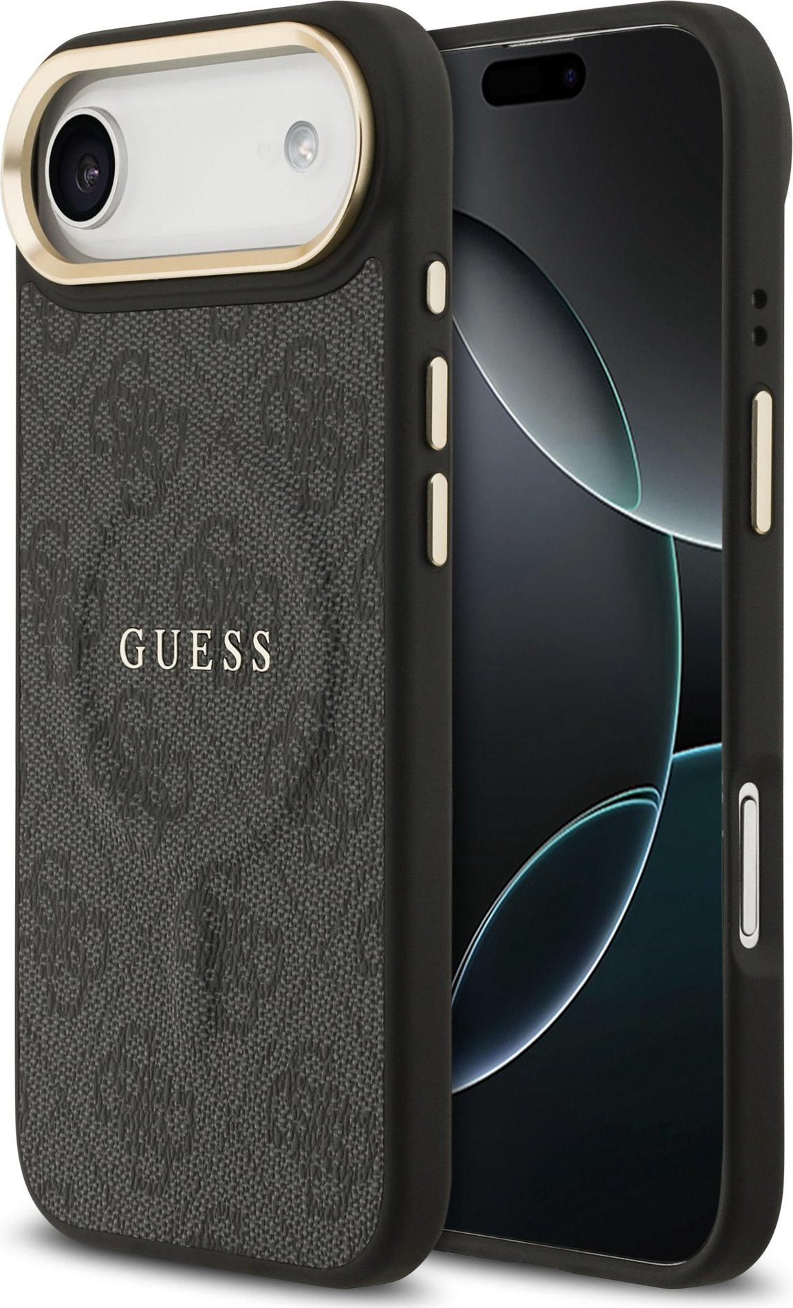 Guess PU Leather 4G Gold Frame MagSafe Zadní Kryt pro iPhone Air Black