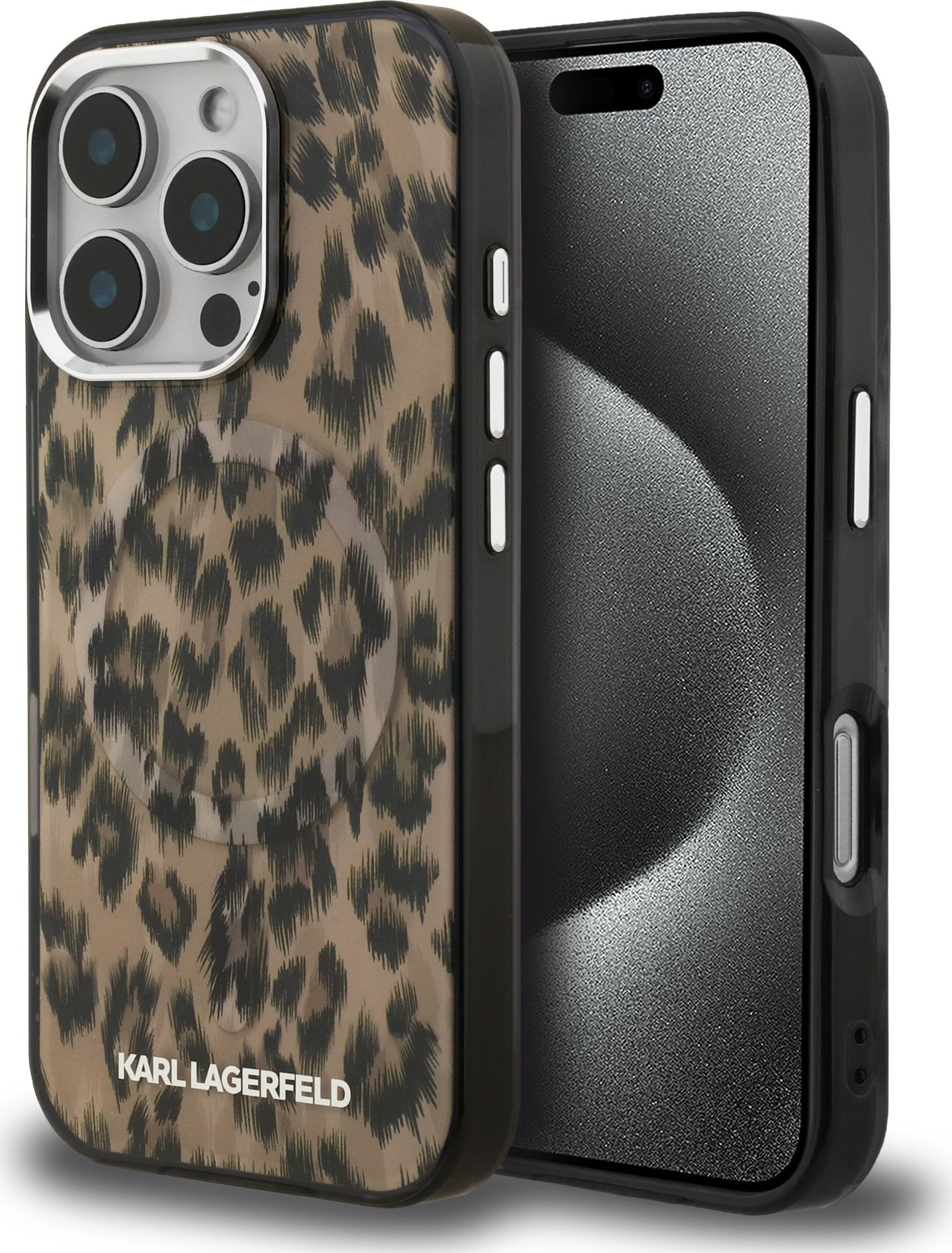 Karl Lagerfeld IML Leopard MagSafe Zadní Kryt pro iPhone 16 Pro Max Brown