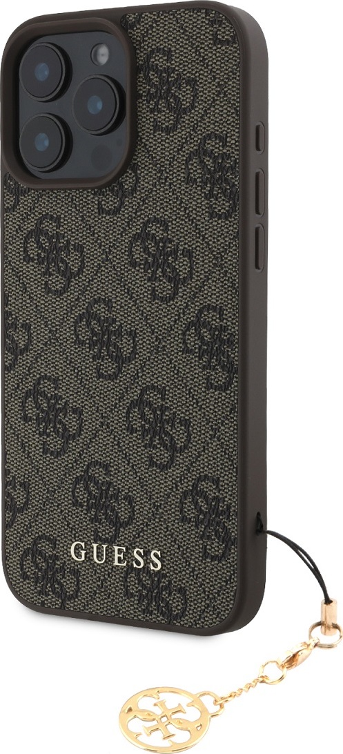 Guess 4G Charm Zadní Kryt pro iPhone 16 Pro Max Tone on Tone Brown