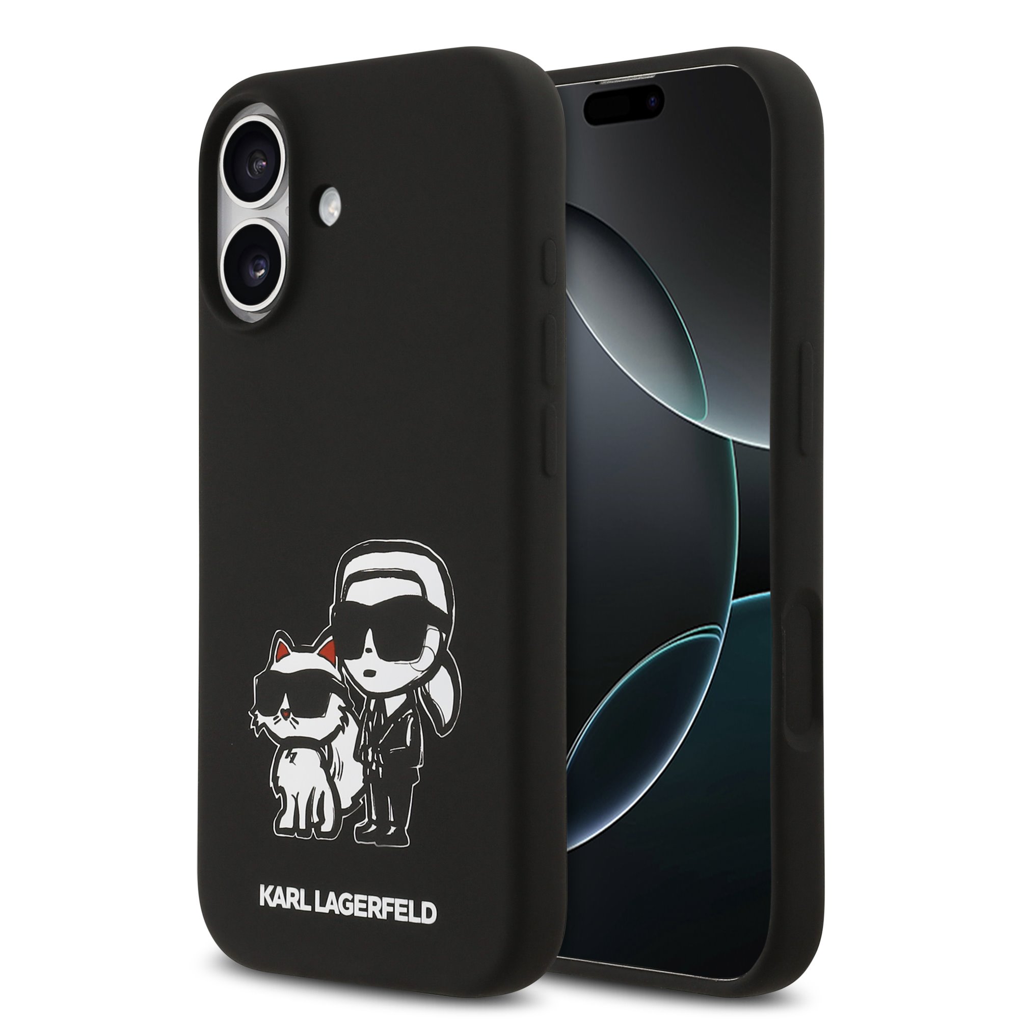Karl Lagerfeld Liquid Silicone K&CH Sketch MagSafe Zadní Kryt pro iPhone 17 Black