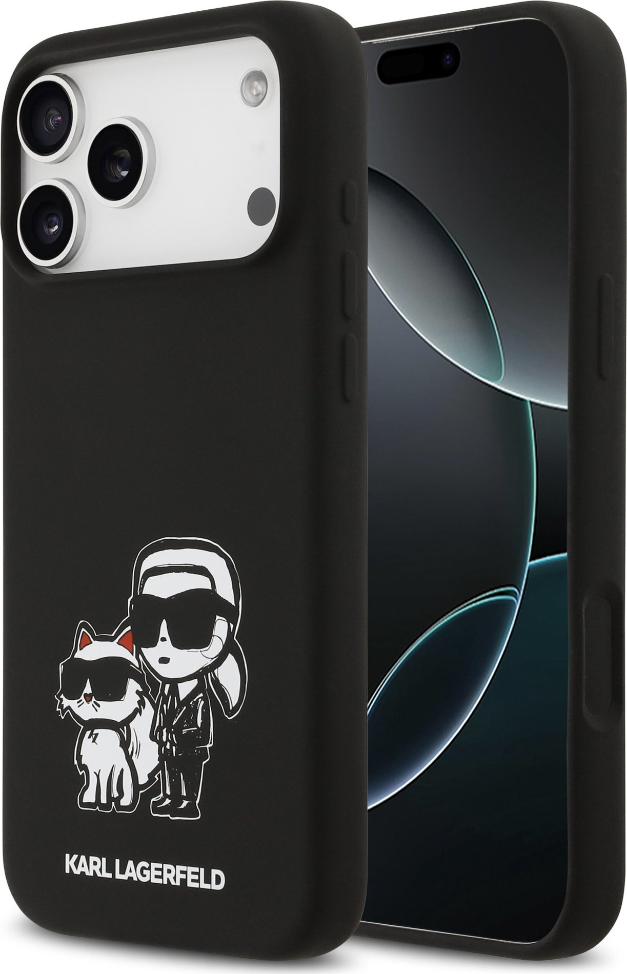 Karl Lagerfeld Liquid Silicone K&CH Sketch MagSafe Zadní Kryt pro iPhone 17 Pro Max Black