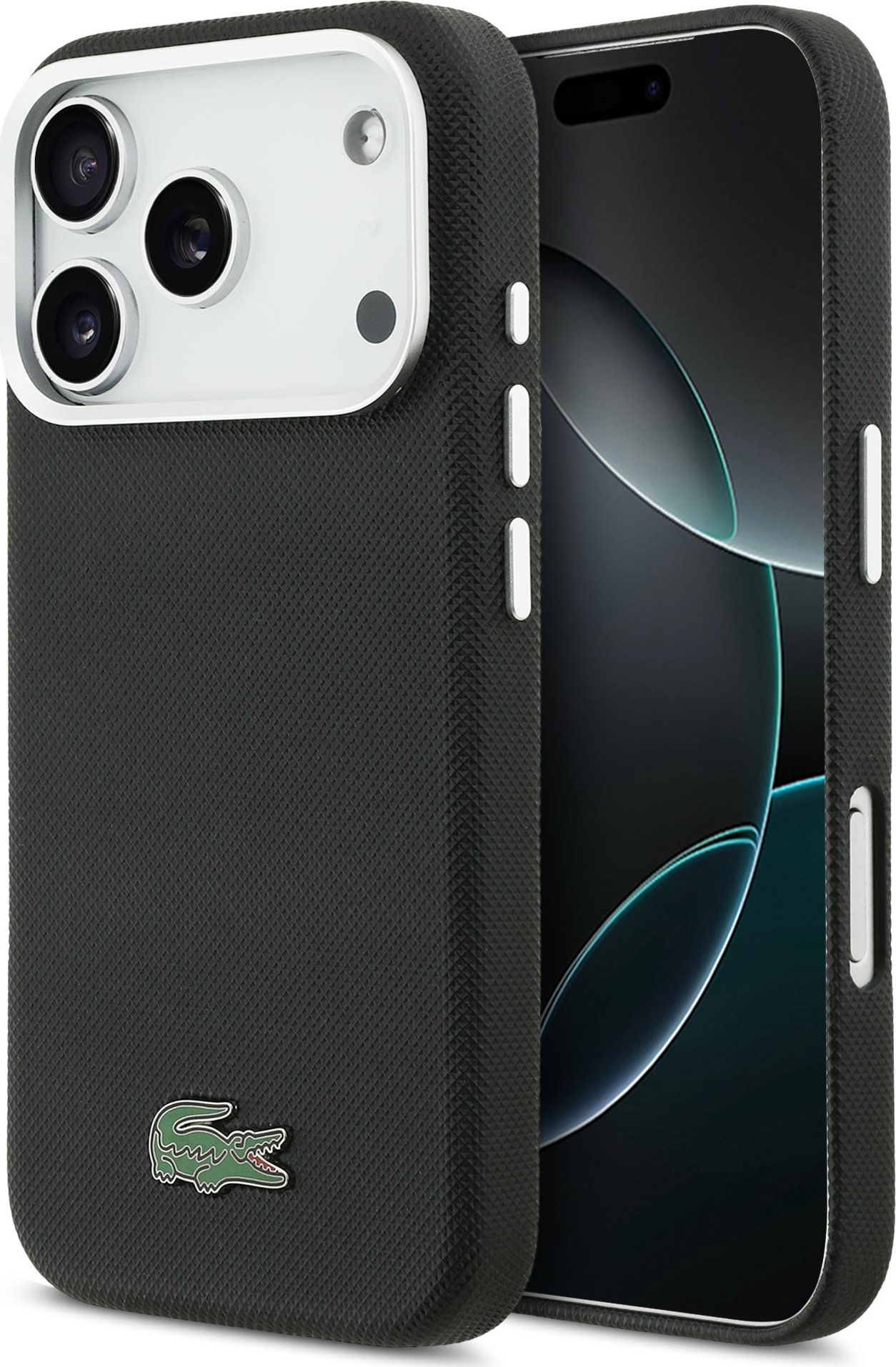 Lacoste PVC Iconic Petit Pique Metal Logo MagSafe Zadní Kryt pro iPhone 17 Pro Black