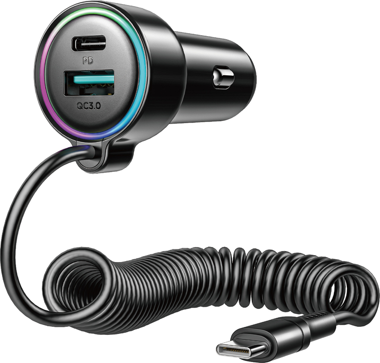 Autonabíječka Joyroom JR-CL07 72W 3v1 s 1,6m kabelem USB-C – černá