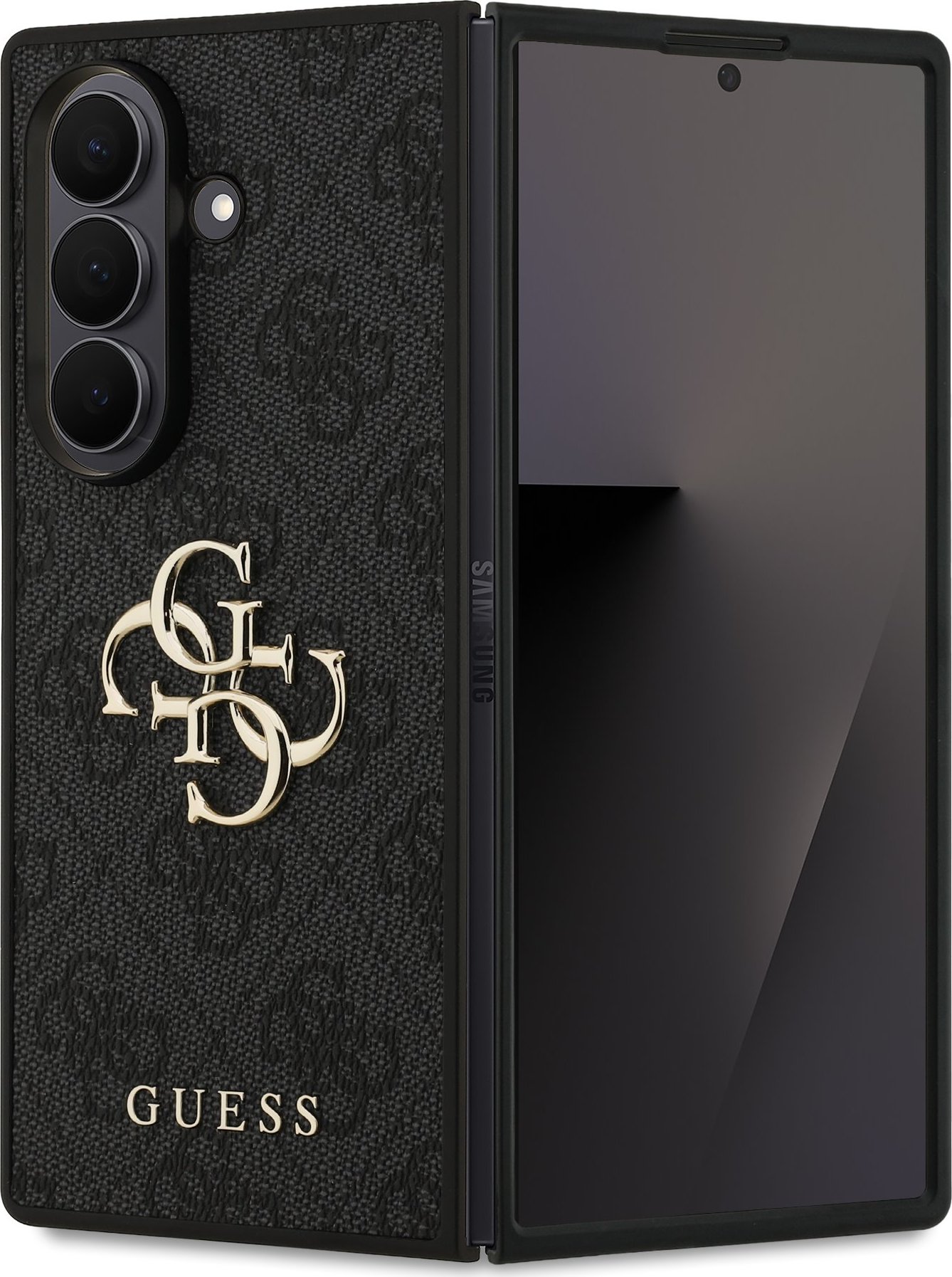 Guess PU 4G Metal Logo Zadní Kryt pro Samsung Galaxy Z Fold 7 Grey