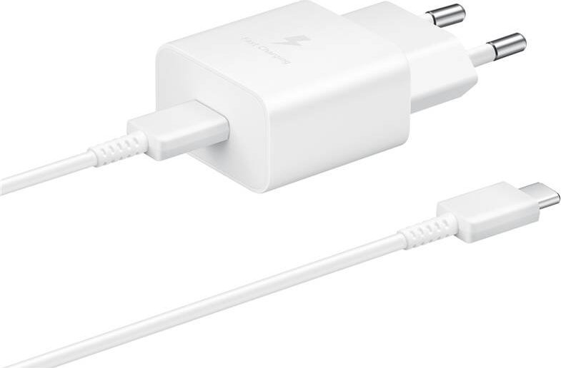 EP-T1510EWE + EP-DA705BWE Samsung 15W Cestovní nabíječka + USB-C/USB-C Datový Kabel White (OOB Bulk)