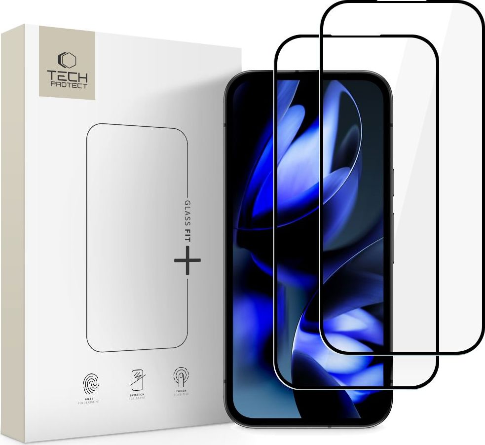 Tvrzené sklo TECH-PROTECT GLASS FIT+ 2-PACK GOOGLE PIXEL 9A / 10A BLACK