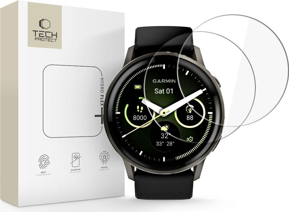 Hydrogelová fólie Tech-Protect Hydro Flex+ 2ks balení pro Garmin Venu 4 (45 mm) Čirá