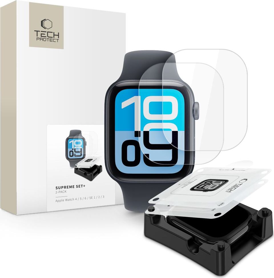 Hydrogelová fólie Tech-Protect Supreme Set+ 2-Pack pro Apple Watch 4 / 5 / 6 / SE 1 / 2 / 3 (44 mm) Clear