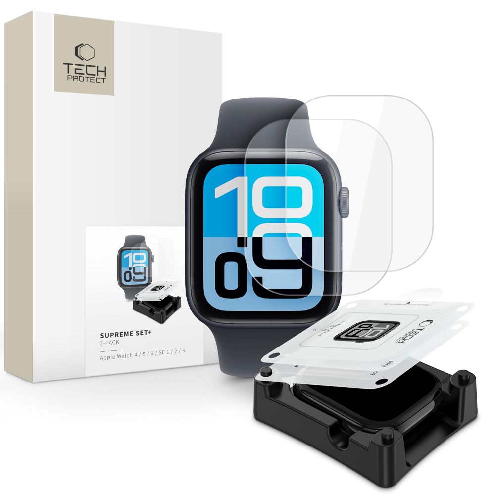 Hydrogelová fólie TECH-PROTECT SUPREME SET+ 2 KUSY PRO APPLE WATCH 4 / 5 / 6 / SE 1 / 2 / 3 (44 MM) čirá
